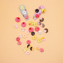 30 PCS Nail Art Mixed Resin Decoration Donuts Cartoon Shapes Randomly Mixed