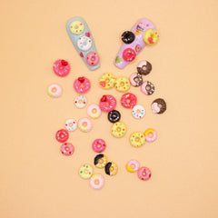 30 PCS Nail Art Mixed Resin Decoration Donuts Cartoon Shapes Randomly Mixed