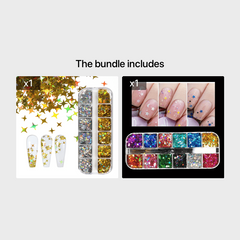 12 Grids Holo Nail Glitter Star Moon Flakes DIY Body Art Decoration