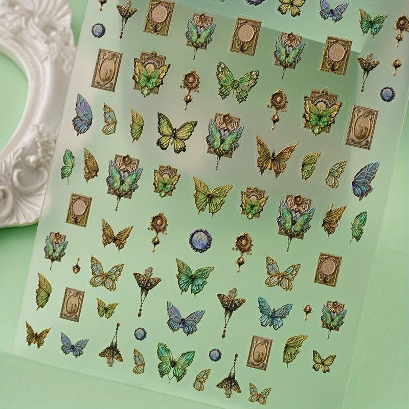 5pcs 5D Butterfly Nail Art Stickers Self Adhesive Nail Decals