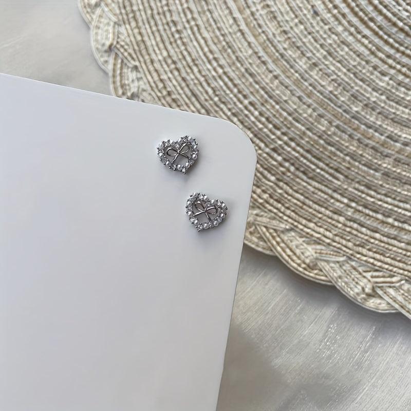 Sparkling Heart Nail Charms 3D Metal Rhinestone Jewelry for Nail Art