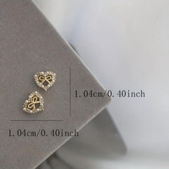 Sparkling Heart Nail Charms 3D Metal Rhinestone Jewelry for Nail Art