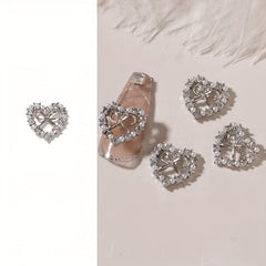 Sparkling Heart Nail Charms 3D Metal Rhinestone Jewelry for Nail Art