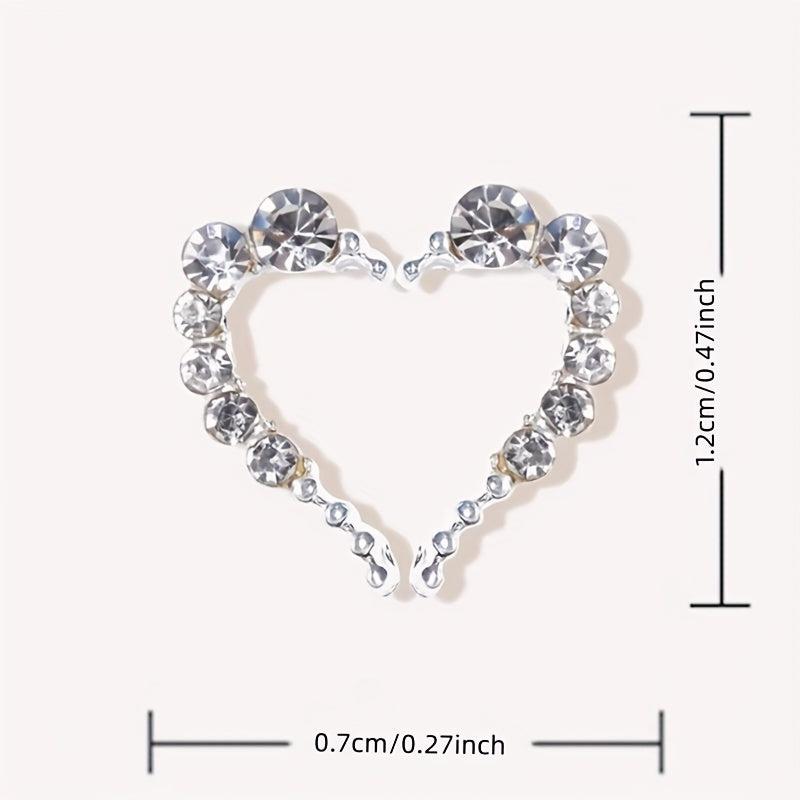 Half Heart Nail Art Charms with Rhinestones & Pearls