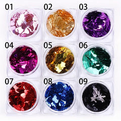 3D Heart Cross Nail Glitter Sequins Holographic Laser Stickers