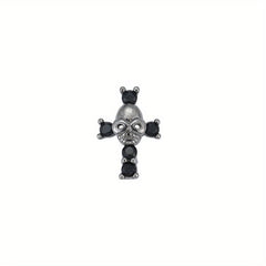 2pcs Halloween Nail Art Charms With Rhinestones And Skull Patterns