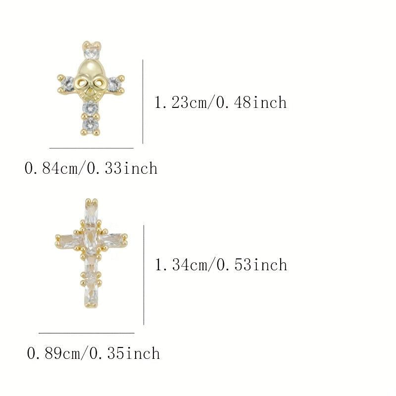 2pcs Halloween Nail Art Charms With Rhinestones And Skull Patterns