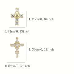 2pcs Halloween Nail Art Charms With Rhinestones And Skull Patterns