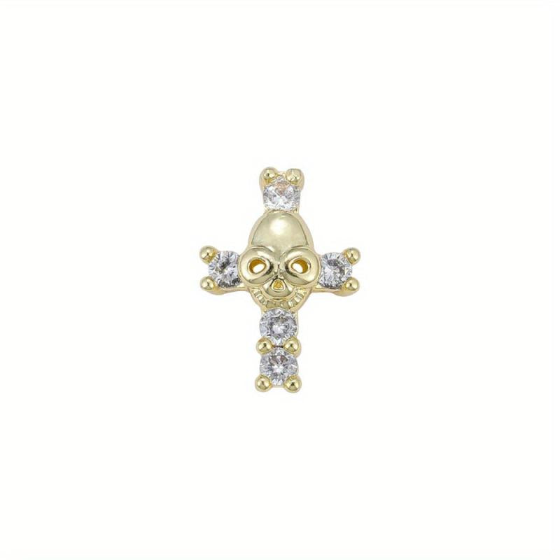 2pcs Halloween Nail Art Charms With Rhinestones And Skull Patterns