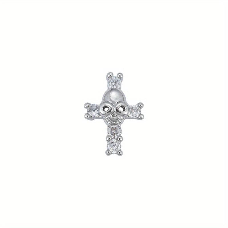 2pcs Halloween Nail Art Charms With Rhinestones And Skull Patterns