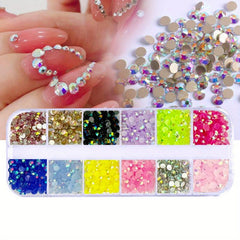 12 Grids Nail Rhinestones Diamond Decorations Acrylic Nail Art Accessories