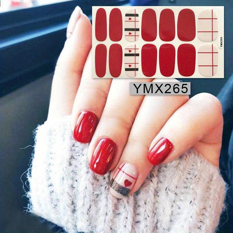 Colorful Full Wraps Nail Stickers Self-Adhesive Decal Strips with Mini File
