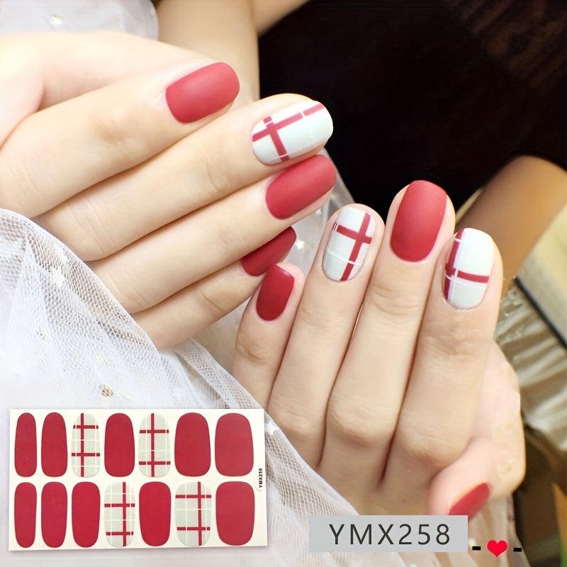Colorful Full Wraps Nail Stickers Self-Adhesive Decal Strips with Mini File