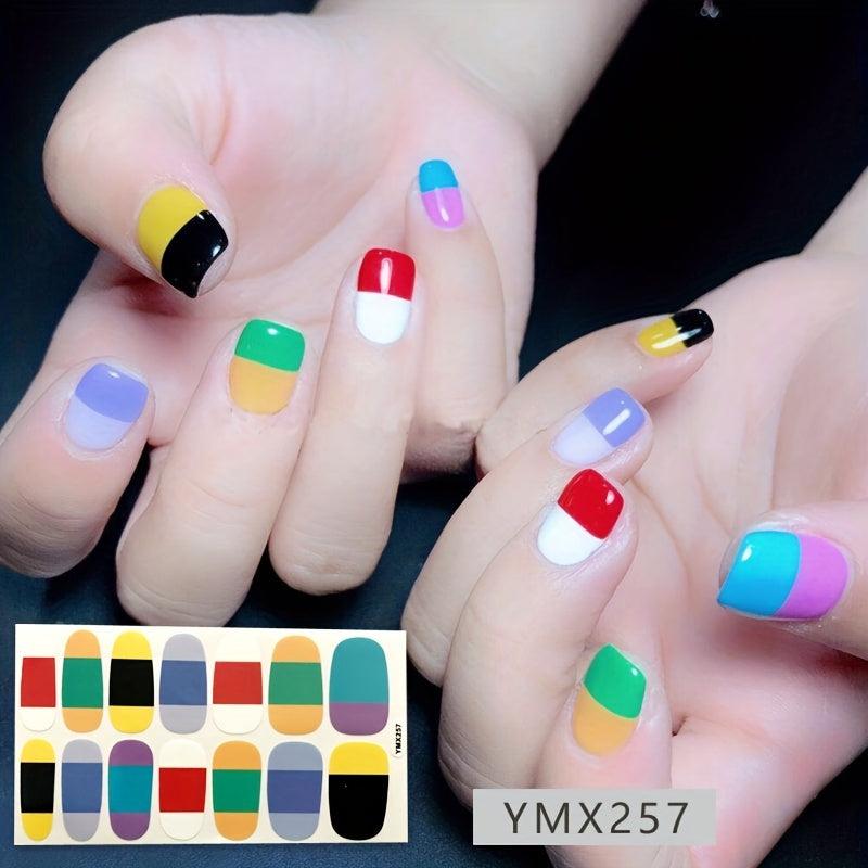 Colorful Full Wraps Nail Stickers Self-Adhesive Decal Strips with Mini File