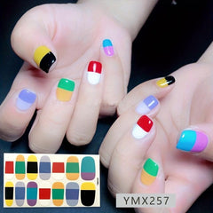 Colorful Full Wraps Nail Stickers Self-Adhesive Decal Strips with Mini File