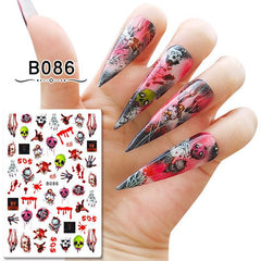 Halloween Nail Sticker Decals Skull Scar Rose 3D Nail Art Stickers Self Adhesive