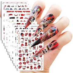 Halloween Nail Sticker Decals Skull Scar Rose 3D Nail Art Stickers Self Adhesive