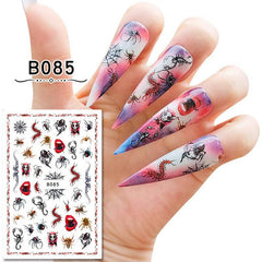 Halloween Nail Sticker Decals Skull Scar Rose 3D Nail Art Stickers Self Adhesive