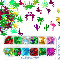 12 Grids Nail Art Glitters Tree Sequins