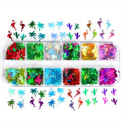 12 Grids Nail Art Glitters Tree Sequins