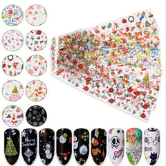 10 Pcs Holo Snowflake Nail Transfer Sticker Winter Nail Decals