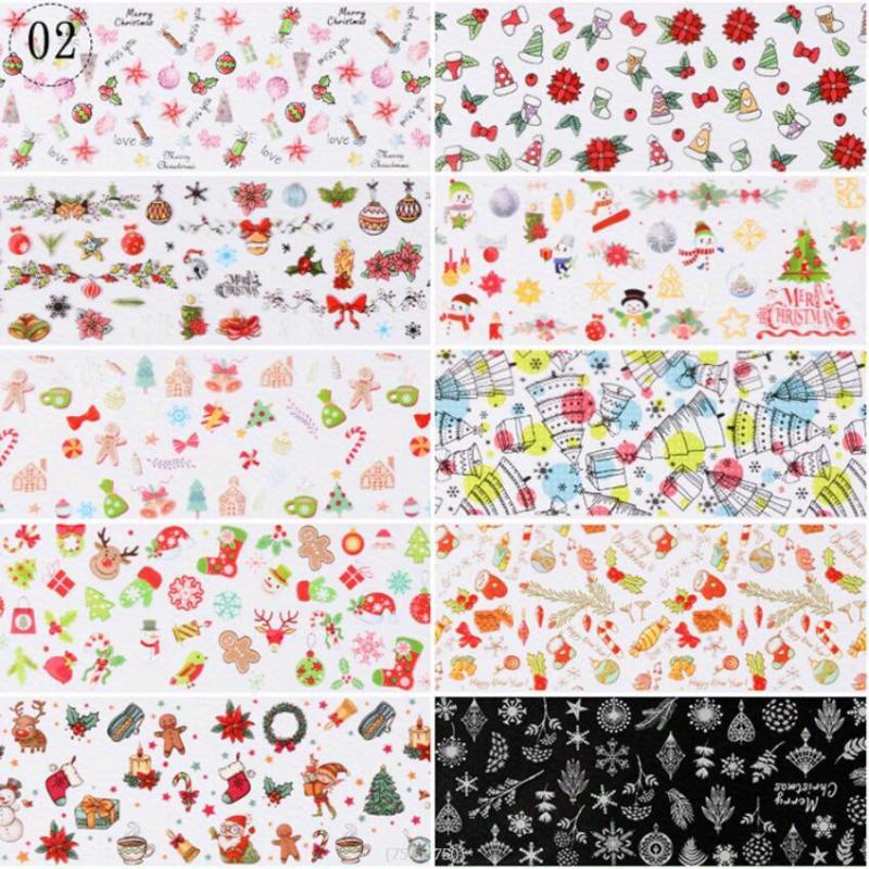 10 Pcs Holo Snowflake Nail Transfer Sticker Winter Nail Decals