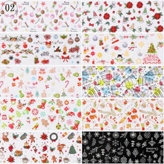 10 Pcs Holo Snowflake Nail Transfer Sticker Winter Nail Decals
