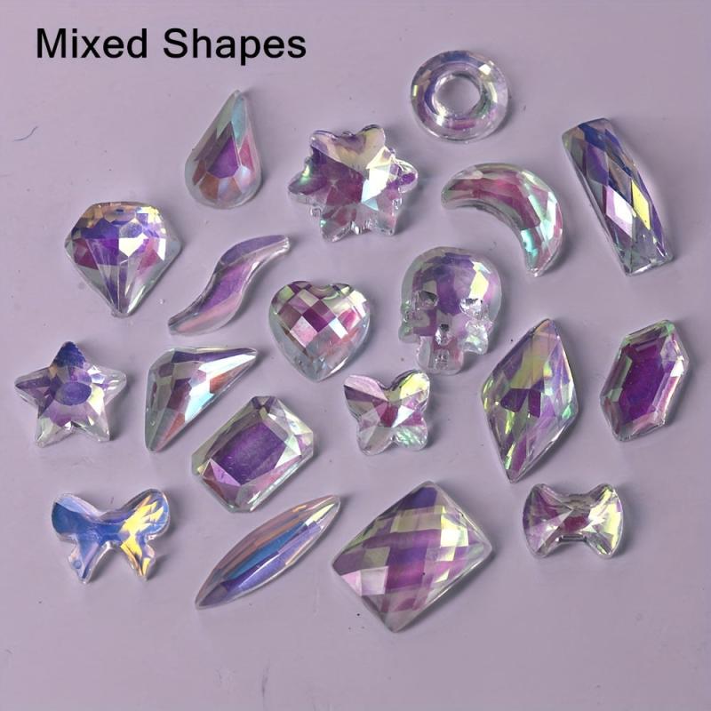 100pcs Mixed Nail Charms Aurora Resin Accessories For Acrylic Nails