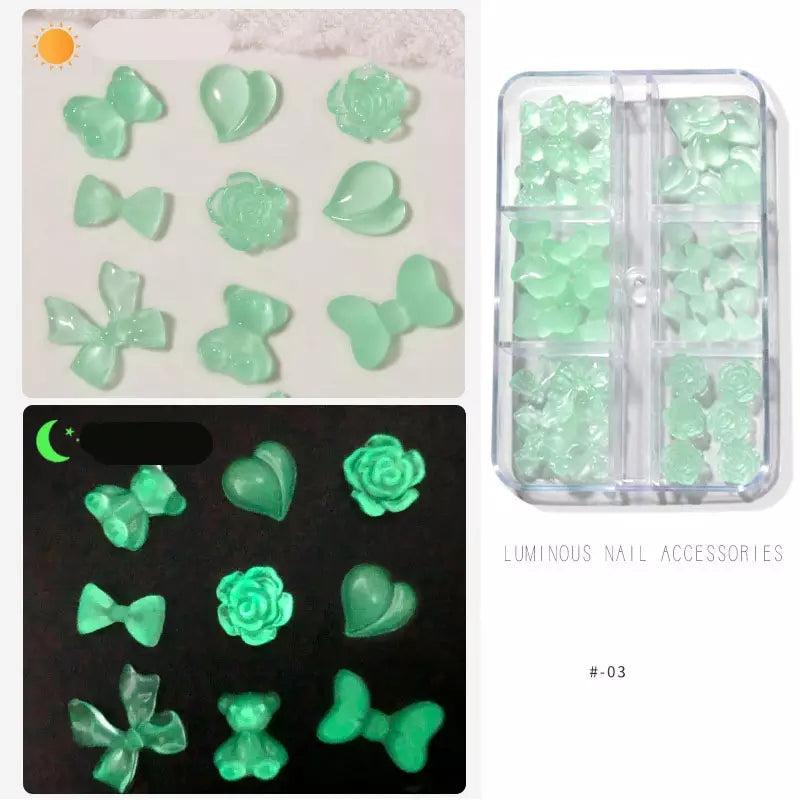 6 Grids Luminous Jelly Nail Decoration Kit