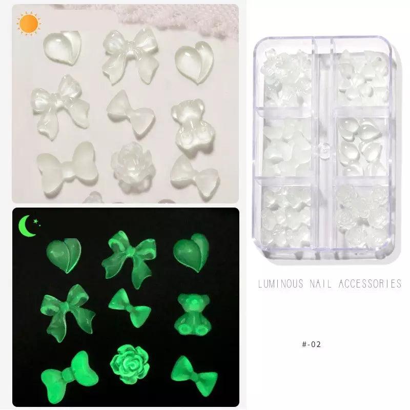 6 Grids Luminous Jelly Nail Decoration Kit