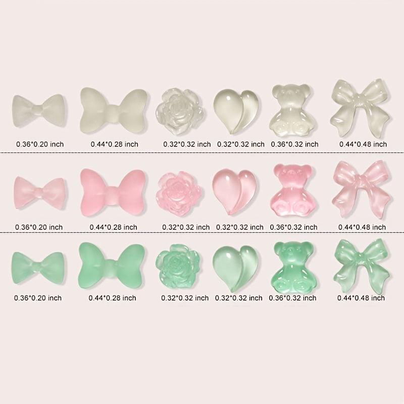 6 Grids Luminous Jelly Nail Decoration Kit