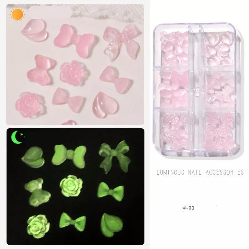 6 Grids Luminous Jelly Nail Decoration Kit