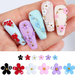 3D Flower Nail Charms Acrylic Nail Art Rhinestones Mixed Five Petal Resin Flower