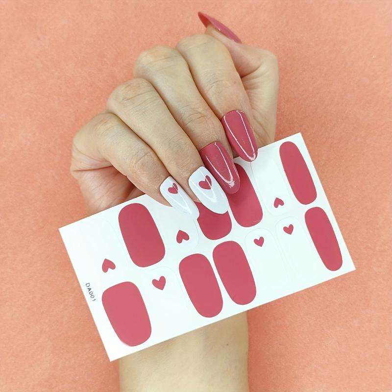 Colorful Full Cover Nail Decal Strips With Nail Art