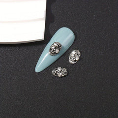 10pcs Halloween Nail Art Charms With Rhinestones Alloy Skull Hand Palm
