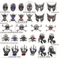 10pcs Halloween Nail Art Charms With Rhinestones Alloy Skull Hand Palm
