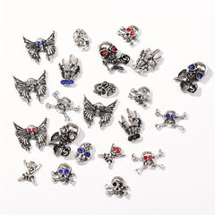10pcs Halloween Nail Art Charms With Rhinestones Alloy Skull Hand Palm