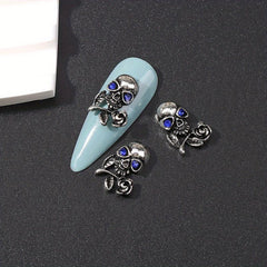 10pcs Halloween Nail Art Charms With Rhinestones Alloy Skull Hand Palm