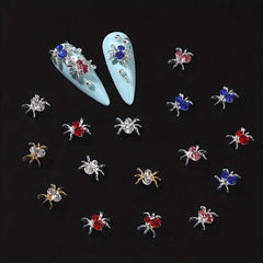 Halloween 3D Spider Nail Charms Rhinestone Nail Jewelry