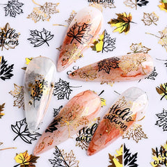 Maple Leaf Nail Art Stickers Self Adhesive Decals Thanksgiving Supplies