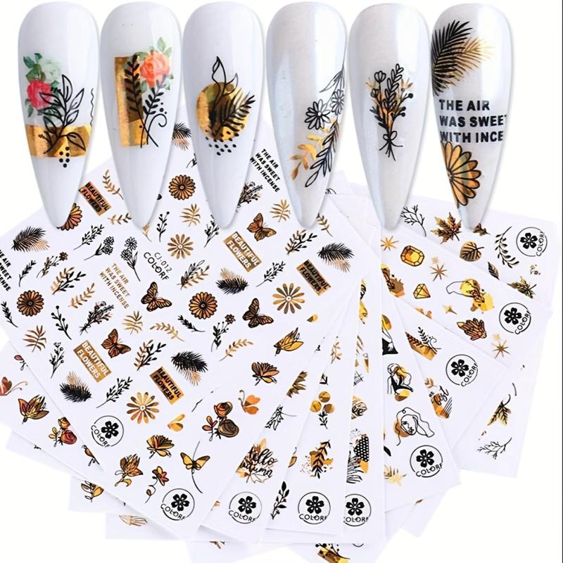 Maple Leaf Nail Art Stickers Self Adhesive Decals Thanksgiving Supplies