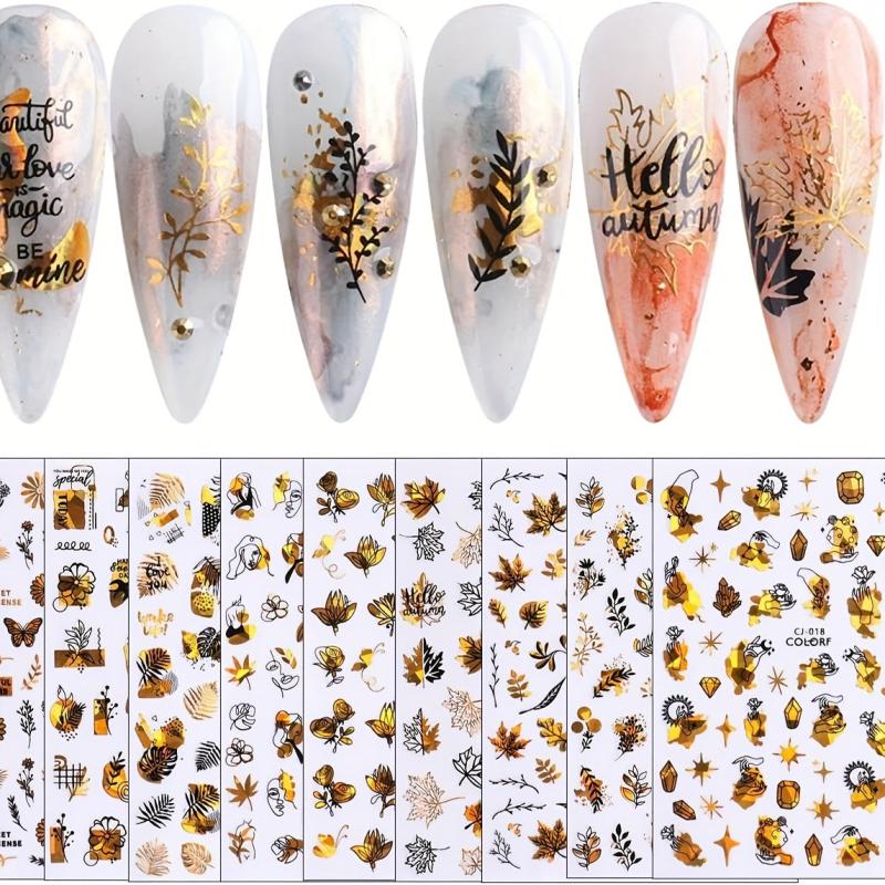 Maple Leaf Nail Art Stickers Self Adhesive Decals Thanksgiving Supplies