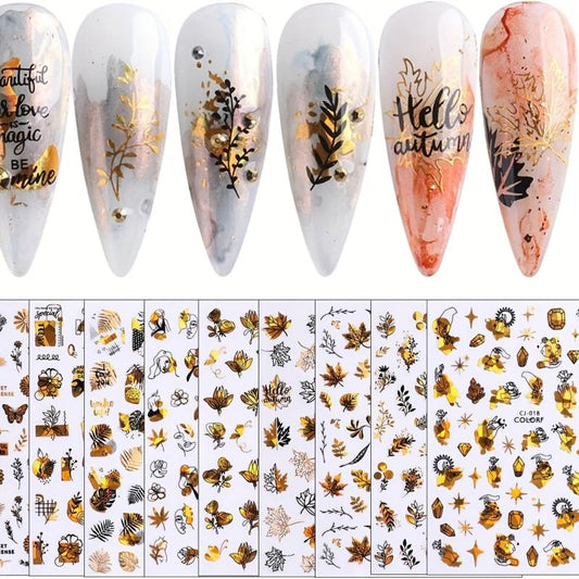Maple Leaf Nail Art Stickers Self Adhesive Decals Thanksgiving Supplies