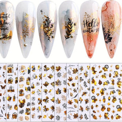 Maple Leaf Nail Art Stickers Self Adhesive Decals Thanksgiving Supplies