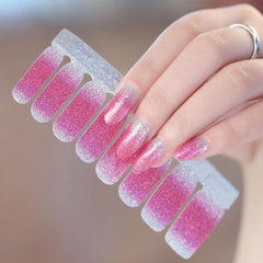 Glitter Nail Polish Stickers Pink Green Purple Brown Yellow Kit