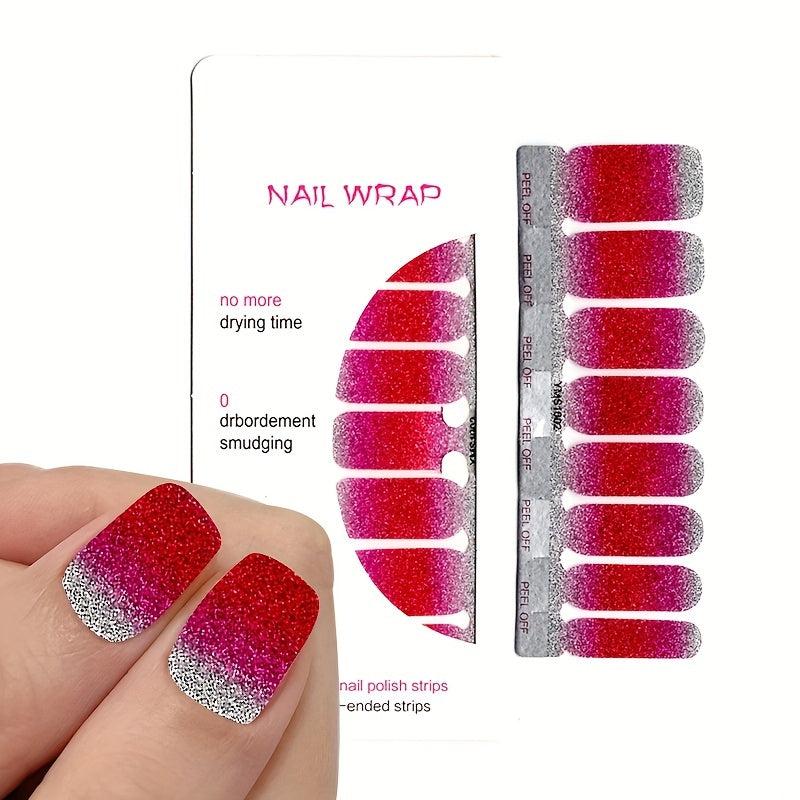 Glitter Nail Polish Stickers Pink Green Purple Brown Yellow Kit