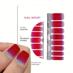 Glitter Nail Polish Stickers Pink Green Purple Brown Yellow Kit