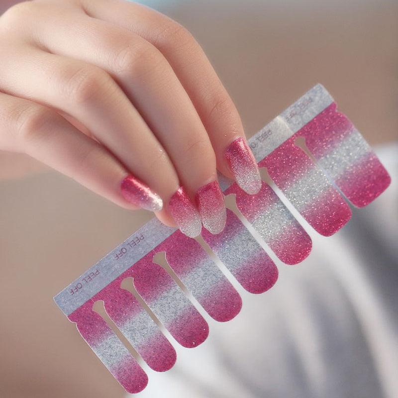 Glitter Nail Polish Stickers Pink Green Purple Brown Yellow Kit