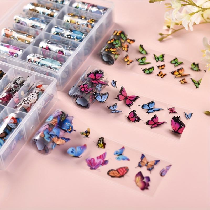 10 Butterfly Nail Foil Transfer Stickers Self Adhesive Art Decals DIY Supplies