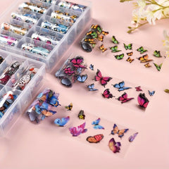 10 Butterfly Nail Foil Transfer Stickers Self Adhesive Art Decals DIY Supplies